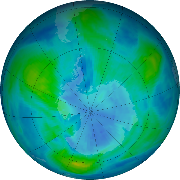 Antarctic ozone map for 04 April 1997